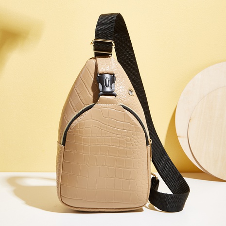fashion chest bag solid color stone pattern female bag zipper shoulder bag NHJYX541595's discount tags