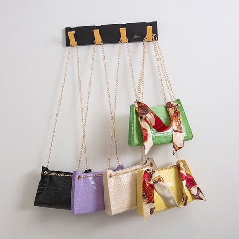 wholesale bolso femenino 2021 bolso cuadrado patrón de piedra bolso de hombro con bufanda de seda de color sólido's discount tags