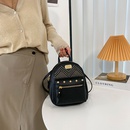 Womens backpack solid color metal rivet zipper bag simple diamond shoulder bagpicture9