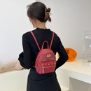 Womens backpack solid color metal rivet zipper bag simple diamond shoulder bagpicture10