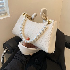 2021 pearl fashion handbags crocodile pattern solid color underarm bag wholesale