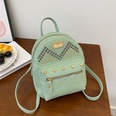 Womens backpack solid color metal rivet zipper bag simple diamond shoulder bagpicture15