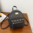 Womens backpack solid color metal rivet zipper bag simple diamond shoulder bagpicture16