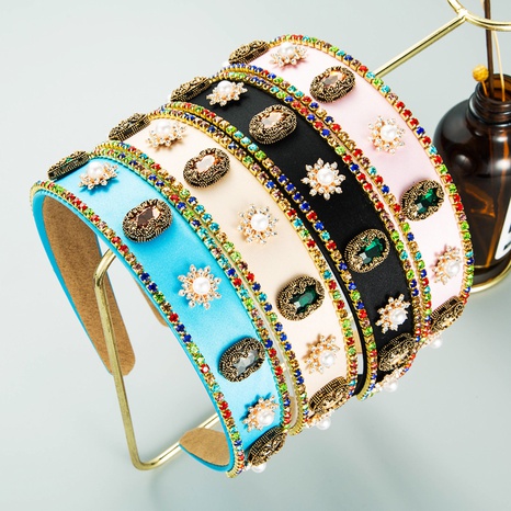 Diadema de moda barroca con incrustaciones de flores de perlas con personalidad's discount tags