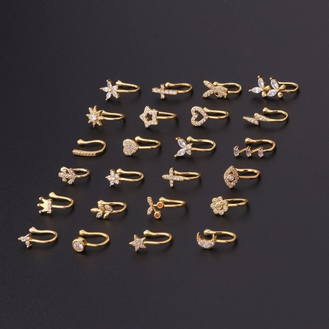 Single fashion micro-inlaid zircon U-shaped nose clip wholesale Nihaojewelry NHEN431781's discount tags