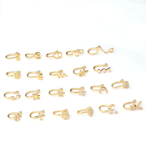 Single wholesale new style copper inlaid zircon non-porous piercing nose ring Nihaojewelry  NHEN396122's discount tags