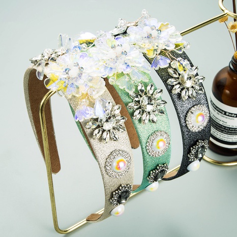 Mode-Persönlichkeit Barock-Diamantblumen-Stirnband mit breiter Krempe's discount tags