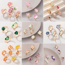 fashion lattice metal drip ring multipiece beaded flower love ring set NHGY544526picture62