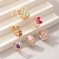 fashion lattice metal drip ring multipiece beaded flower love ring set NHGY544526picture74