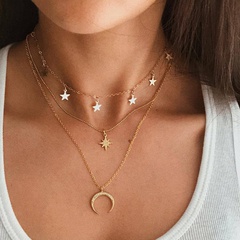 five-pointed star pendant clavicle chain creative retro crescent necklace