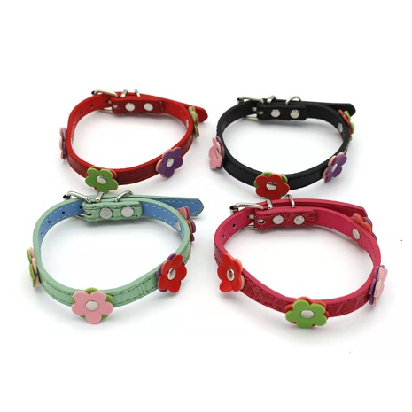fashion PU flower dog cat collar dog cat collar small dog pet collar's discount tags