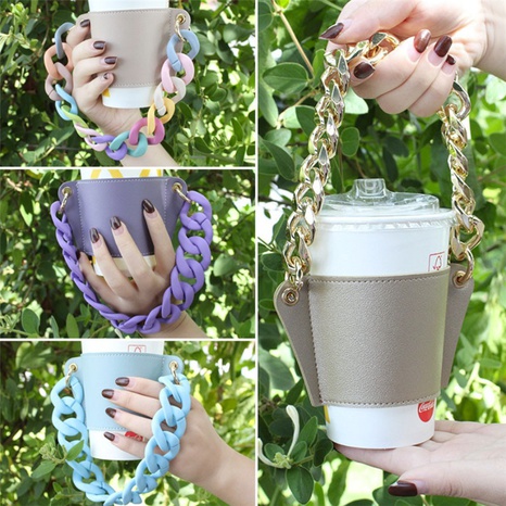Fashion leather bead chain coffee beverage cup holder  NHYYY505170's discount tags