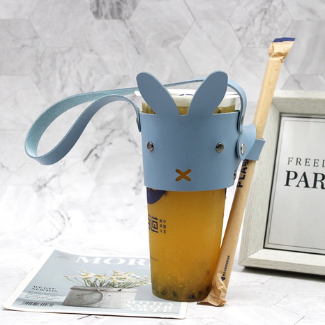 Korean cartoon bunny portable leather cup milk tea cup holder  NHYYY505176's discount tags