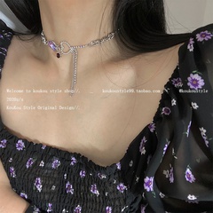 Fashion heart-shape rhinestone tassel necklace chain clavicle chain