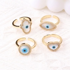 European and American fashion devil's eye zircon copper creative shell ring jewelry wholesale