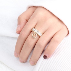 Inlaid micro zircon love pendant ring European and American copper plated open ring spot wholesale