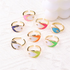 European and American inlaid zircon new devil's eye drop oil copper open ring wholesale