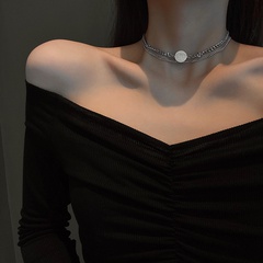 Korean multi-layer titanium steel letter necklace female hip-hop trendy clavicle chain
