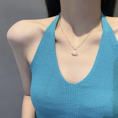 Korean Titanium Steel Planet Necklace Female Retro Pearl Zircon Pendant Necklace