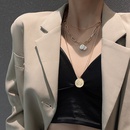 Pendentif tte de style hip hop rtro chane de chandail collier en acier titane multicouche femmepicture8