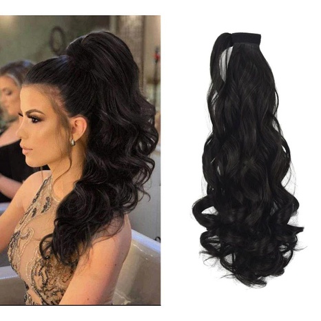 Long Curly Chemical Fiber Big Wave Hair Extension Piece Velcro Ponytail Wig Piece's discount tags
