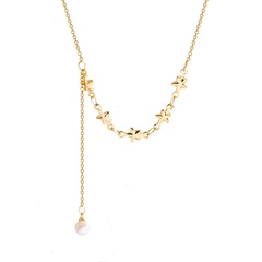 Korean fashion titanium steel necklace simple star pearl pendant clavicle chain