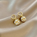 Korean simple pearl earrings microinlaid zircon geometric copper earringspicture8