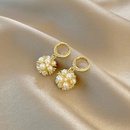 Korean simple pearl earrings microinlaid zircon geometric copper earringspicture9