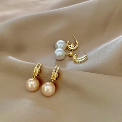 Korean temperament geometric pearl pendant earrings wholesale