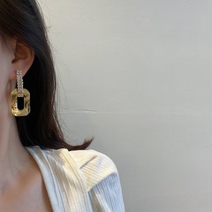 European and American retro metal earrings zircon earrings geometric ear jewelry