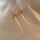 Korean simple exaggerated full diamond earrings long tassel butterfly earringspicture8