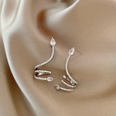 Korean fashion micro-inlaid zircon snake-shaped earrings ear jewelry