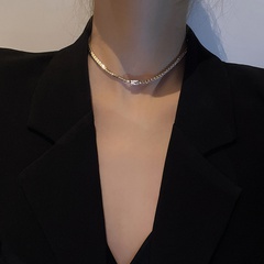 Fashion geometric necklace female zircon clavicle chain copper necklace