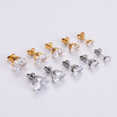 drop-type electroplating gold inlaid titanium steel zircon diamond earrings set