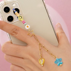ethnic soft ceramic acrylic heart smiley face mobile phone chain