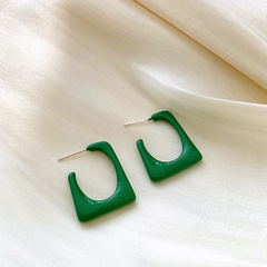 Korean dripping oil geometric autumn and winter new green earrings