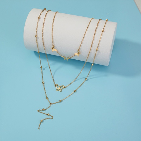 Collier multicouche de collier d'empilage de papillon en métal de mode's discount tags