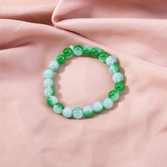 retro emerald round bead elastic green bead bracelet