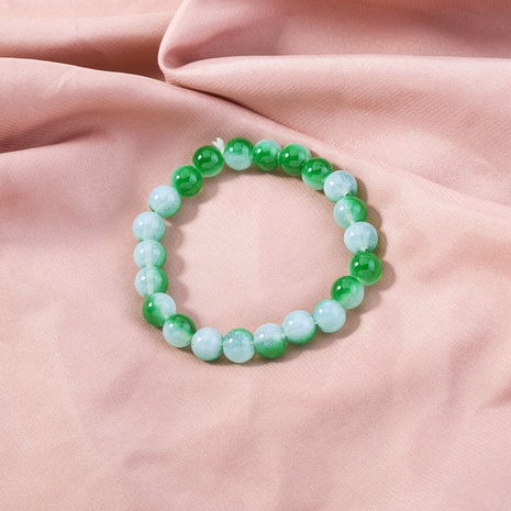 bracelet de perles vertes élastiques rétro émeraude ronde's discount tags
