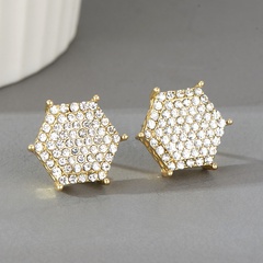 Korean temperament flashing diamond full diamond geometric earrings