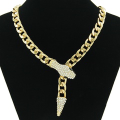 European and American Cuban chain short full rhinestone snake head magnetic buckle necklace clavicle chain
