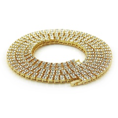 hip-hop double row full rhinestone chain long necklace European and American fashion jewelry