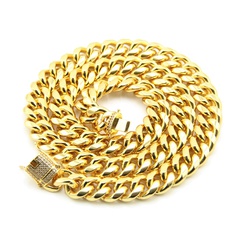 Europe and America large gold chain grinding Cuban chain leading buckle hip-hop necklace