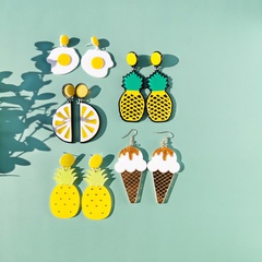 European and American fashion acrylic egg ice cream lemon strawberry earrings