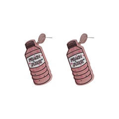 European and American fashion creative new style painted printing pink bottle earrings