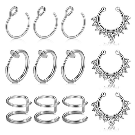European and American C-shaped double ring ear clip nose ring 12 set's discount tags