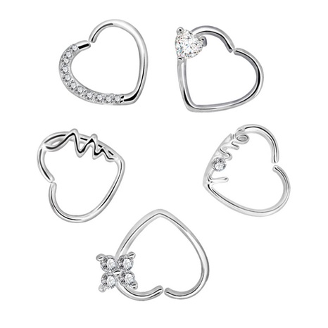 Stainless steel hot sale love zircon nose ring multi-function earrings ear bone nail piercing's discount tags