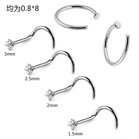 fashion C-shaped inlaid diamond fishtail hook nose nail set's discount tags