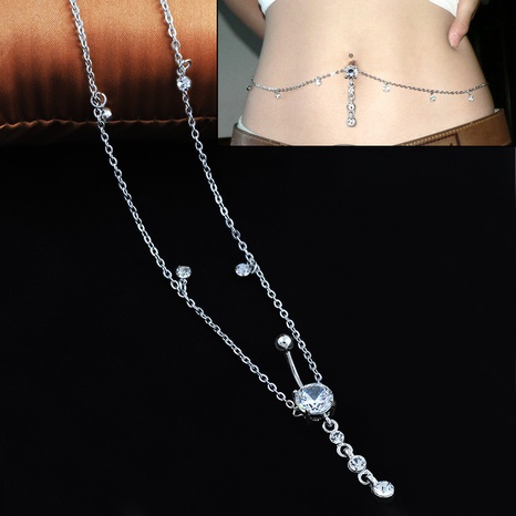 piercing bijoux zircon pendentif taille chaîne nombril anneau's discount tags