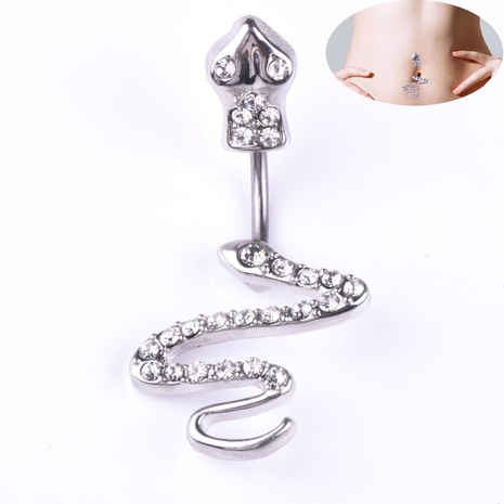 European exquisite diamond-studded snake belly button's discount tags
